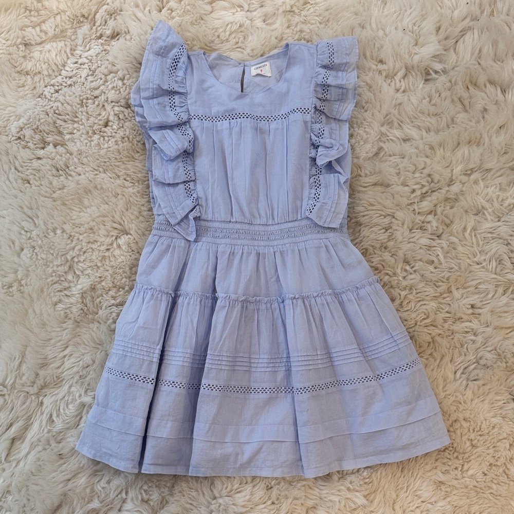 Girls Blue Teatime Dress in Cotton Voile - Picture 3 of 10